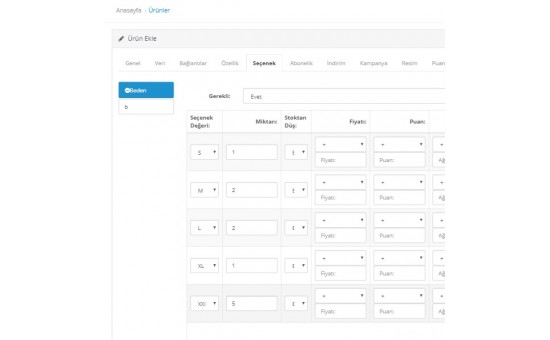 Opencart Seçenek Stoğu Kontrolü Modülü Opencart Seçenek Stoğu Kontrolü Modülü