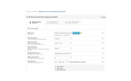 Opencart XML Entegrasyonu Modülü Opencart XML Entegrasyonu Modülü